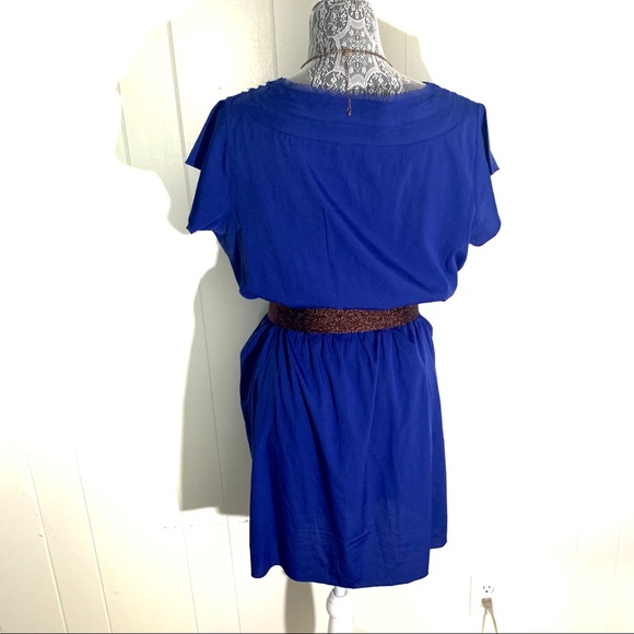 Banana Republic Women’s Blue Short-Sleeved Cinched Waist Dress Size 10 - Picture 5 of 10